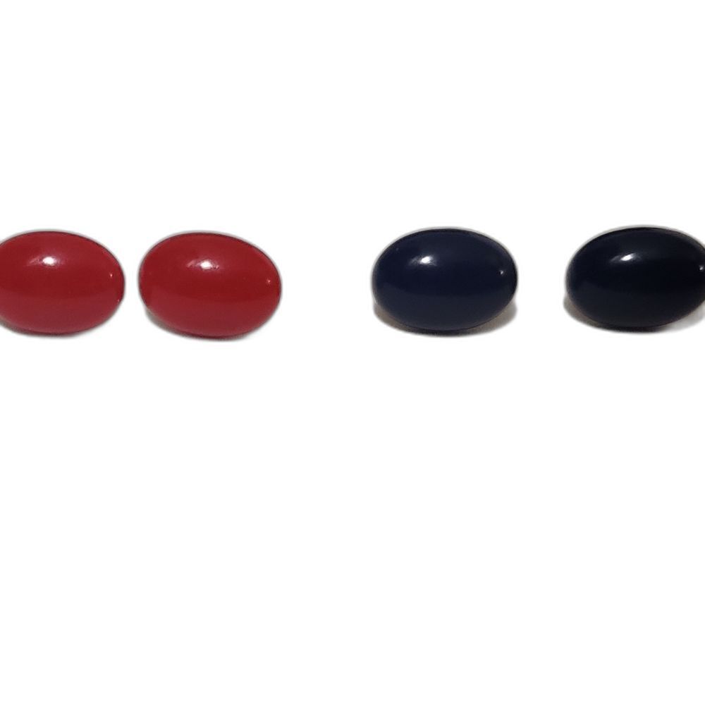Oval Red and Blue Earrings, Pierced